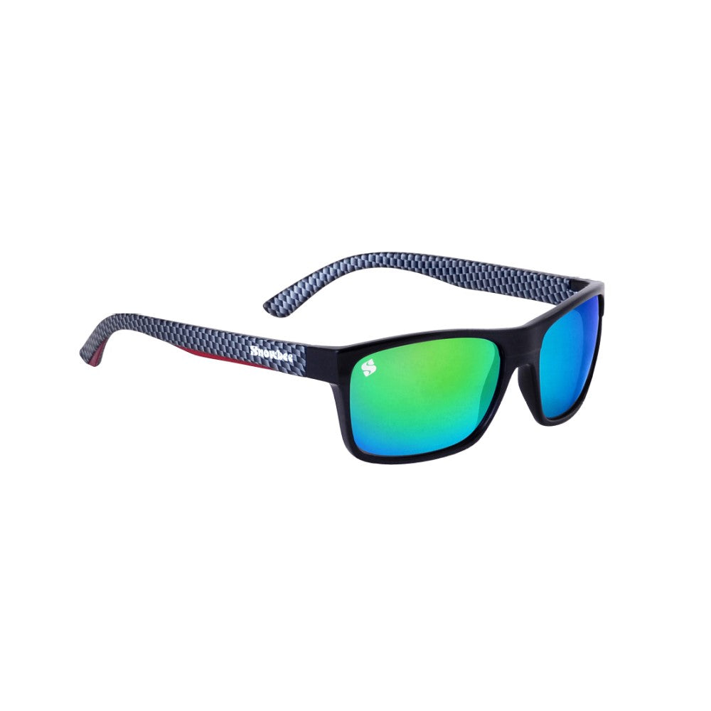 Snowbee Spectre Retro Full Frame Polarising Sunglasses - Black/Grey/Yellow/Green Mirror