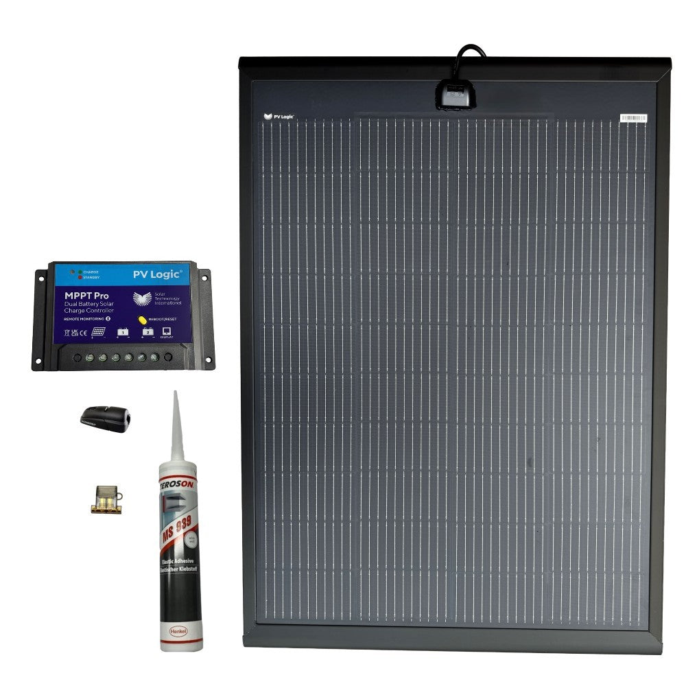 Solar Technology 150W SlimEdge Rigid MHD Solar Panel Glue & 15A MPPT Kit