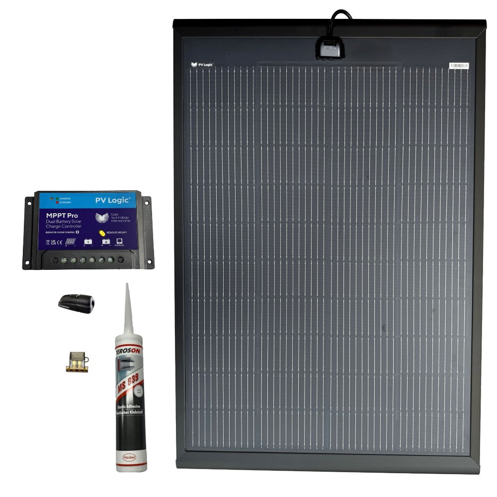 Solar Technology 200W SlimEdge Rigid MHD Solar Panel Glue & 15A MPPT Kit
