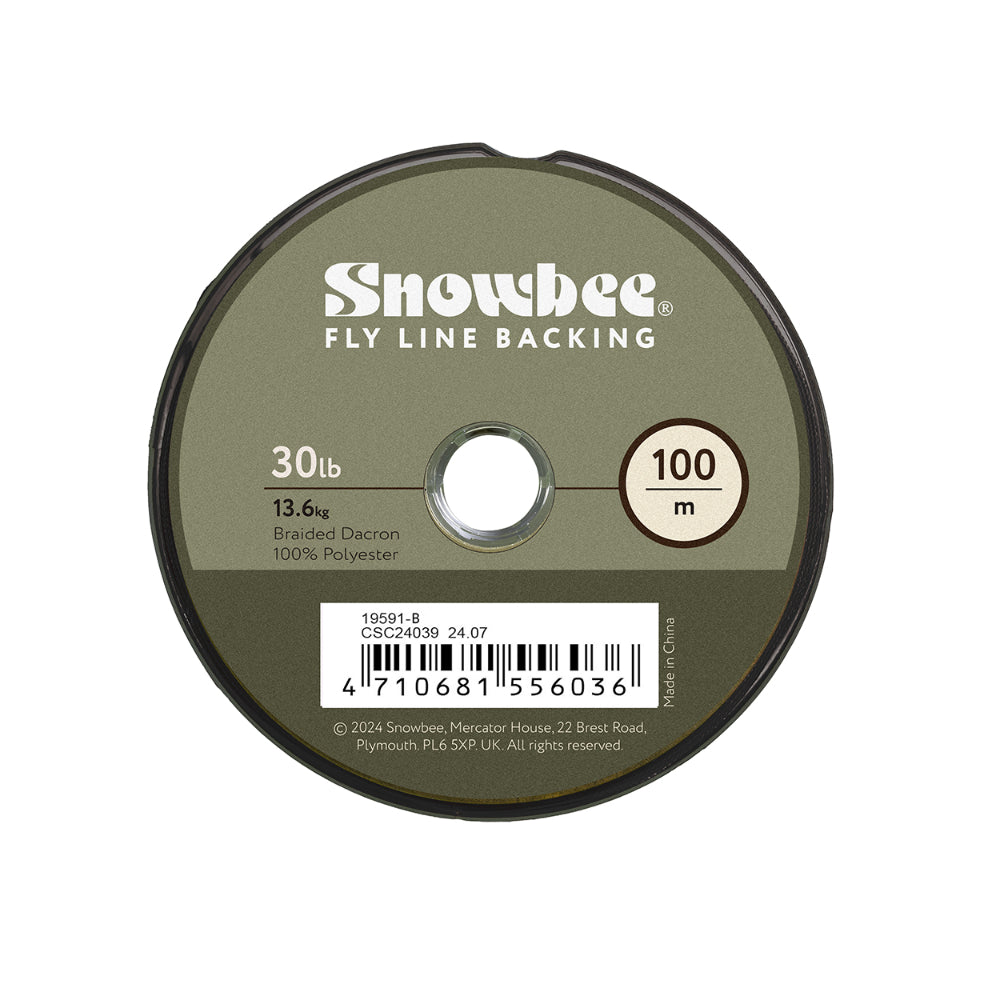 Snowbee Fly Line Backing - 100m Braided Dacron - 30lb - Black