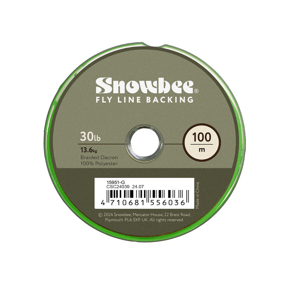 Snowbee Fly Line Backing - 100m Braided Dacron - 30lb - Green