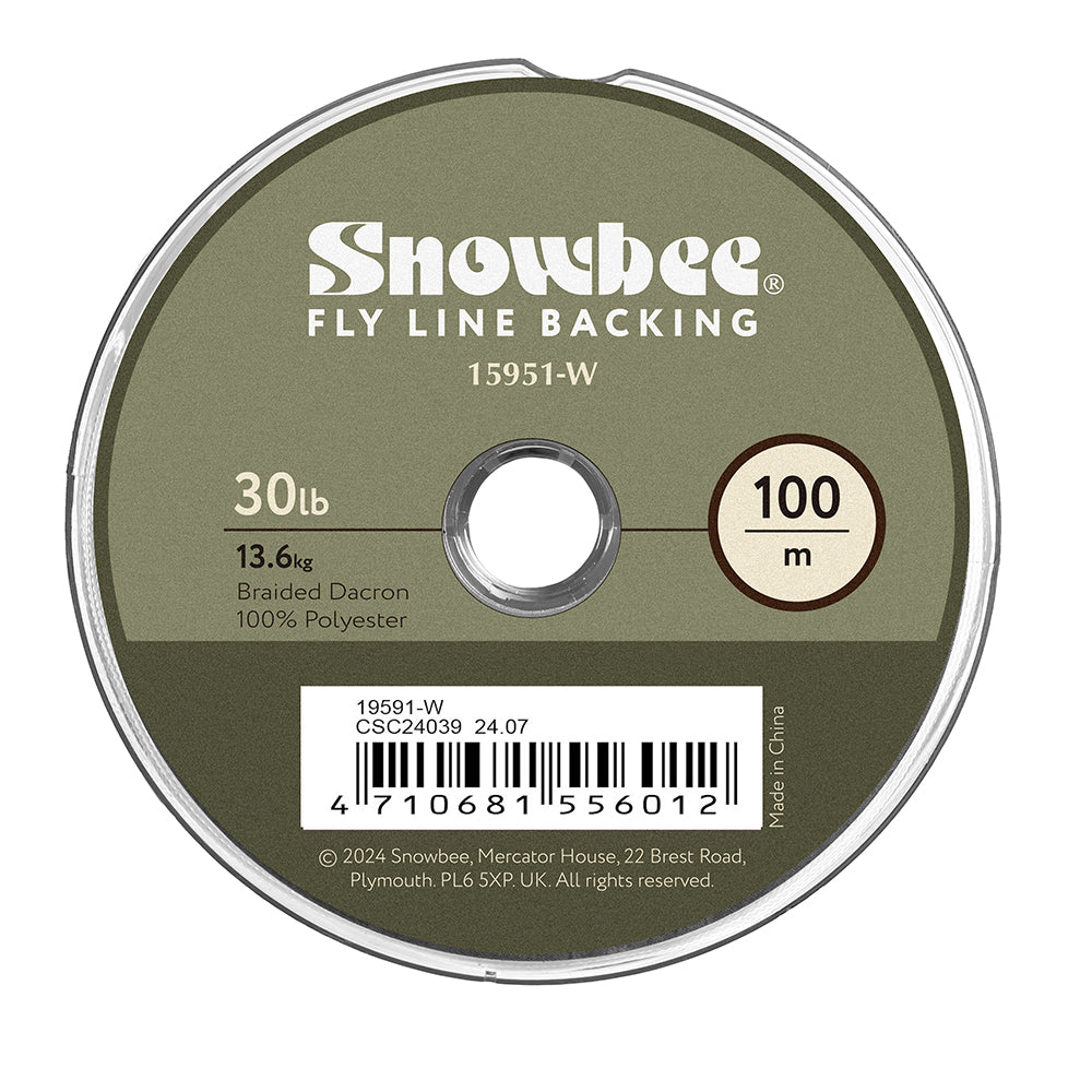 Snowbee Fly Line Backing - 100m Braided Dacron - White - 30lb