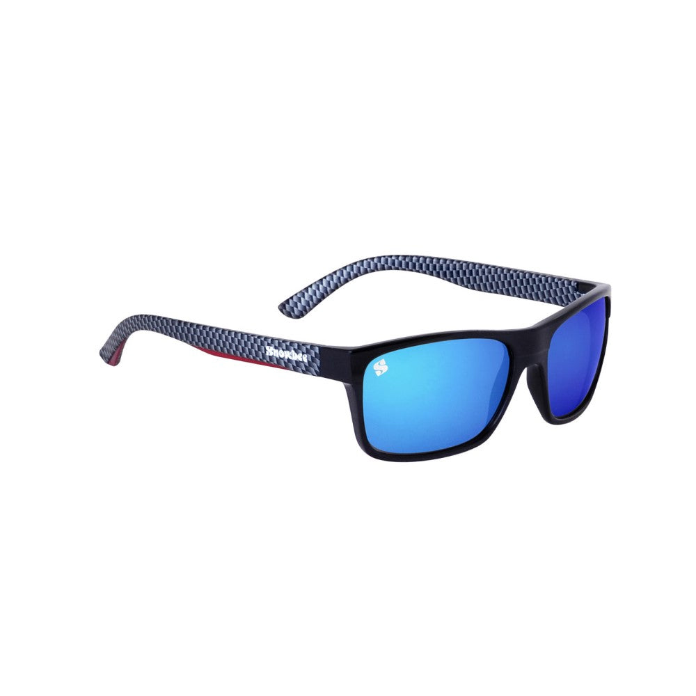 Snowbee Spectre Retro Full Frame Polarising Sunglasses - Black/Grey/Blue Mirror