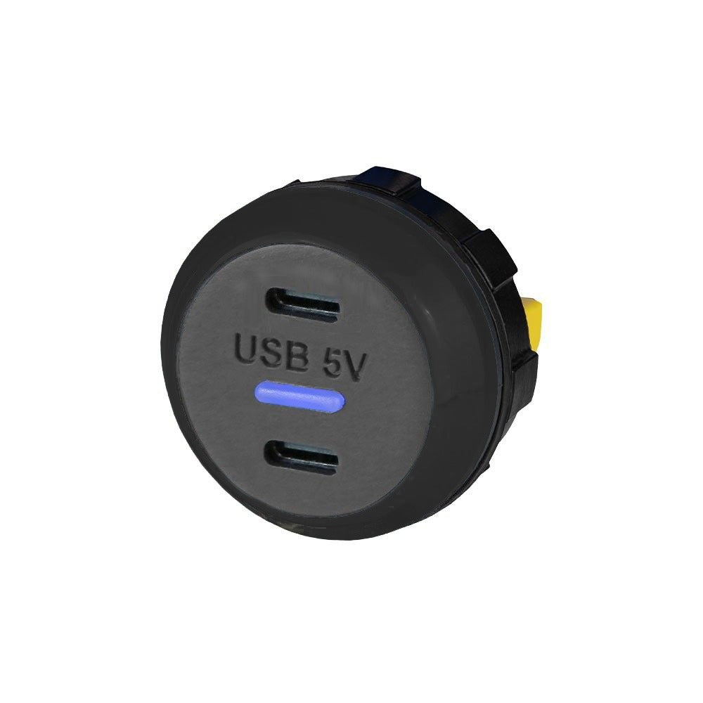 Alfatronix PVPWP-CCB Slim IP65 Double USB C Charger - Black Rear Fit